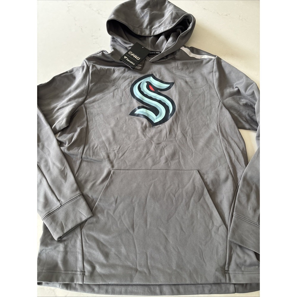 Fanatics Seattle Kraken Authentic Pro Hoodie‎ Gray Men Large Hockey Sweatshirt